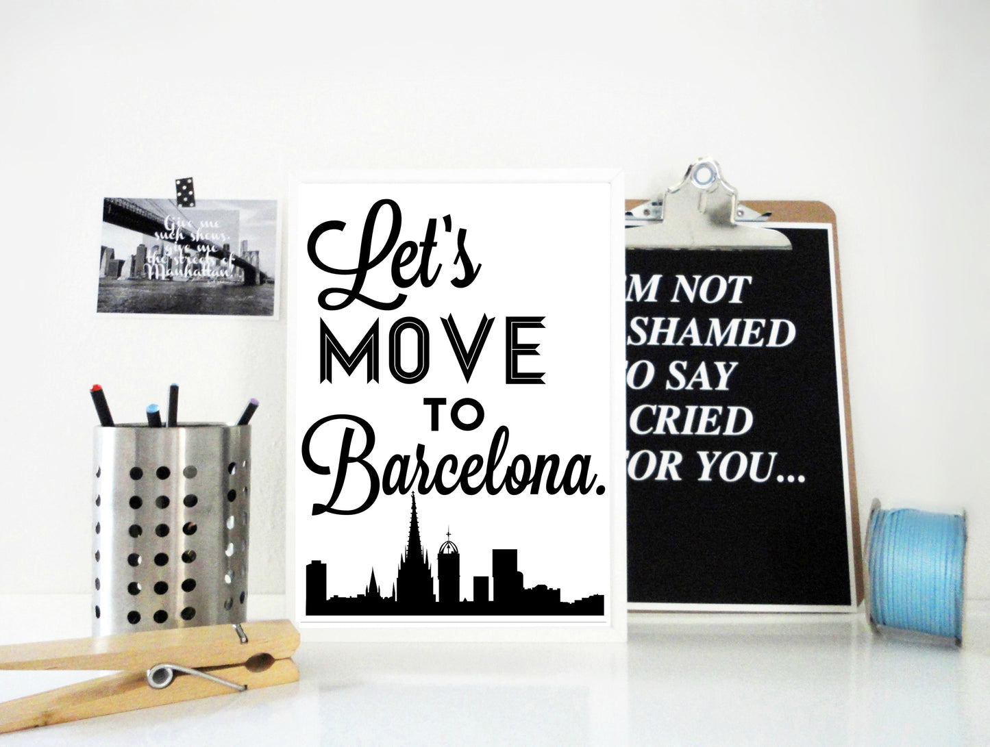 Lets Move to Barcelona Print, Barcelona Poster, Spain Art Print