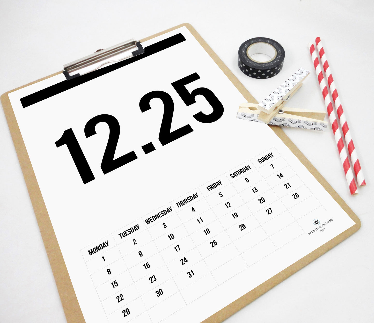 Four Numbers 2025 Printable Calendar, 2025 Monthly Calendar