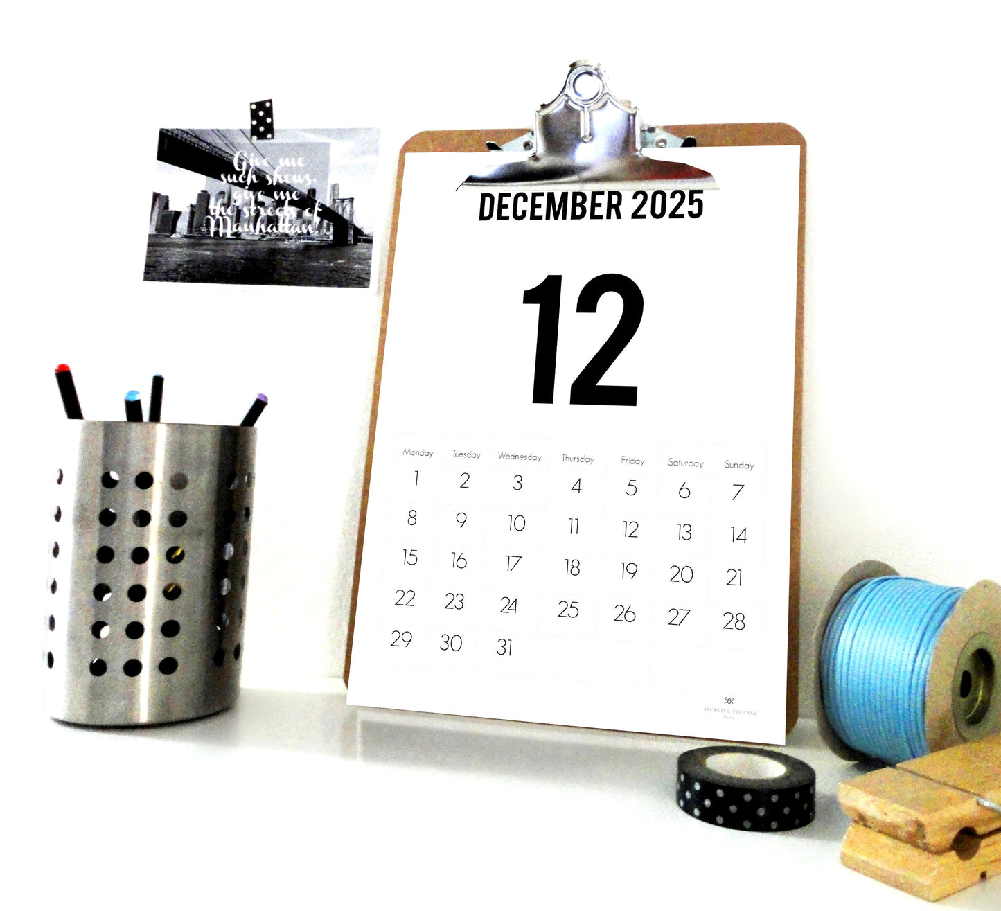 Numbers 2025 Printable Calendar, Monthly Printable Planner