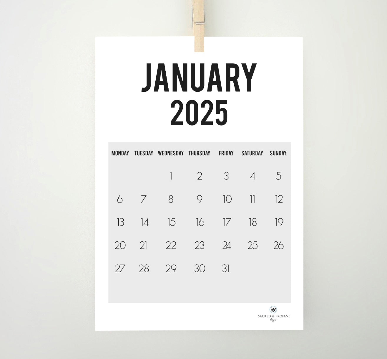 Vertical Gray 2025 Printable Calendar, Monthly Calendar – Sacred & Profane Designs vertical-gray-2025-printable-calendar-monthly-calendar-sacred-profane-designs