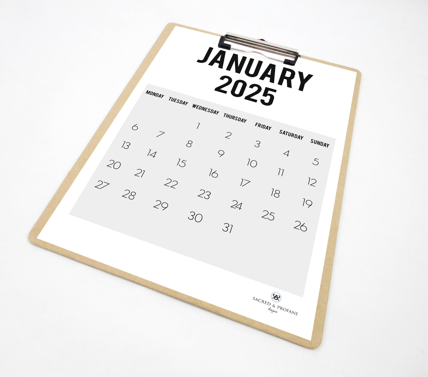 Vertical Gray 2025 Printable Calendar, Monthly Calendar