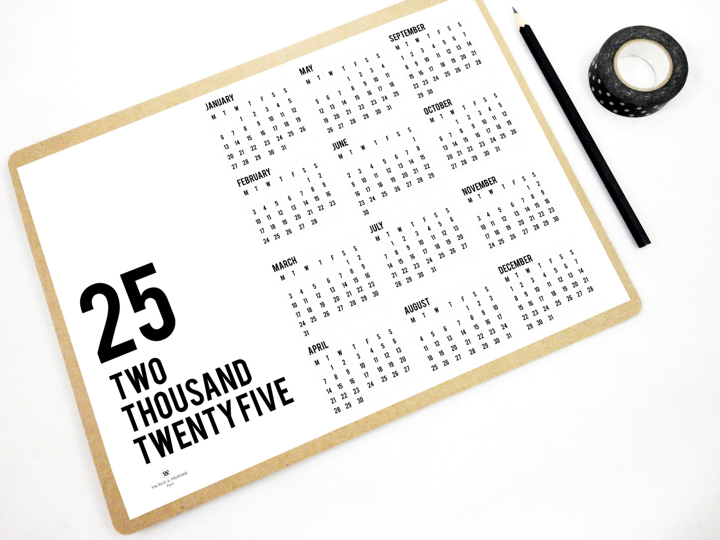 25 Yearly Printable Calendar, 2025 Yearly Calendar