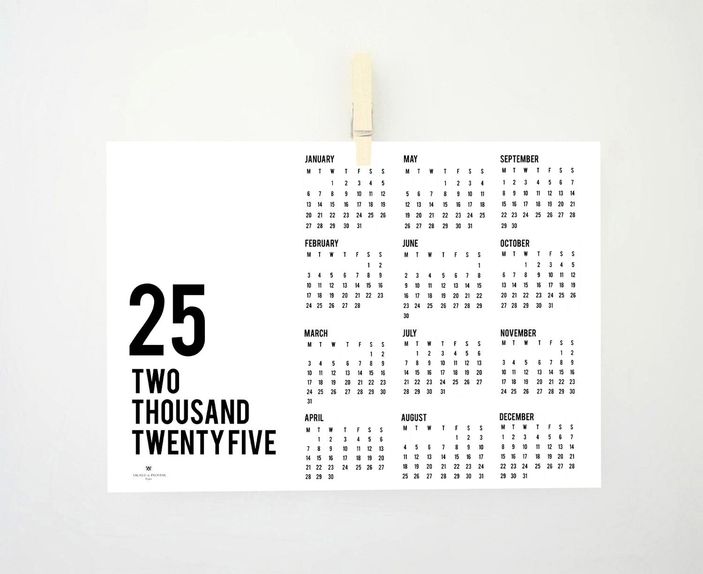 25 Yearly Printable Calendar, 2025 Yearly Calendar