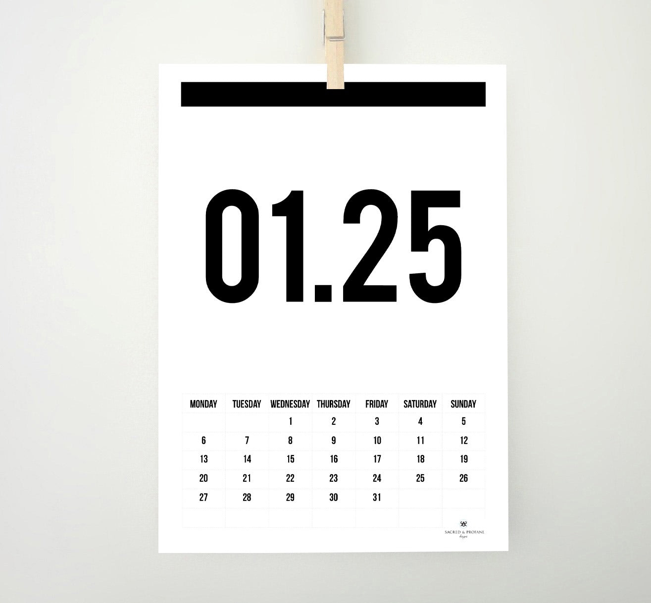 Four Numbers 2025 Printable Calendar, 2025 Monthly Calendar