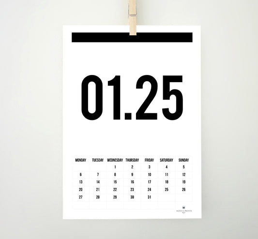 Four Numbers 2025 Printable Calendar, 2025 Monthly Calendar