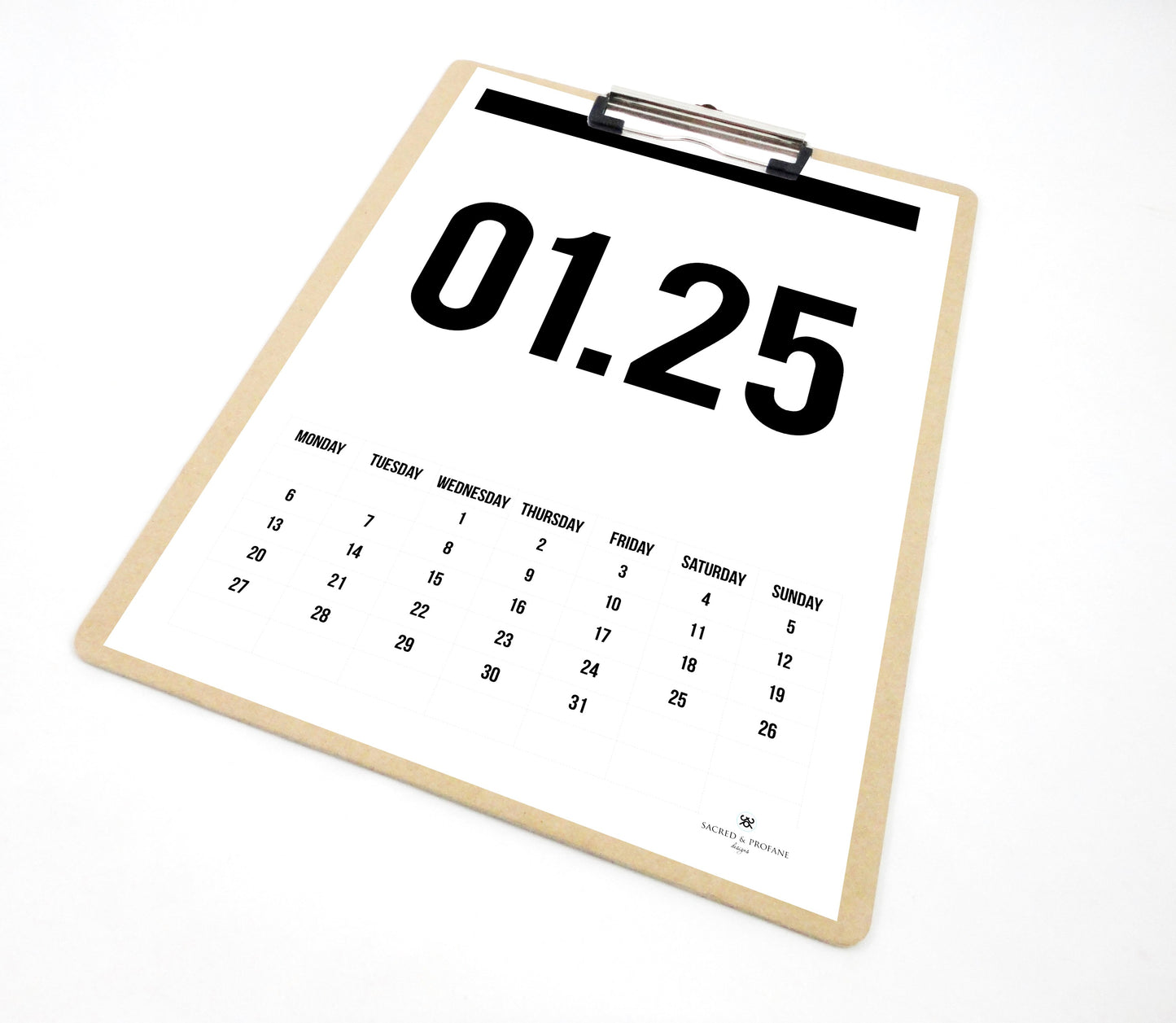 Four Numbers 2025 Printable Calendar, 2025 Monthly Calendar