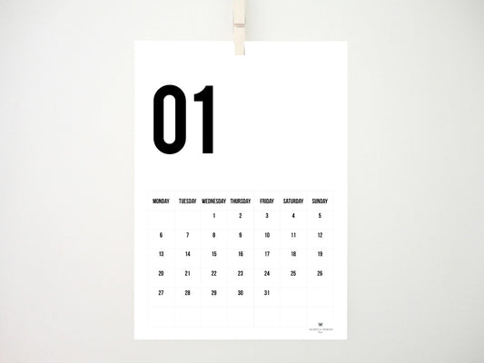 Just Numbers 2025 Monthly Printable Calendar, Digital Calendar