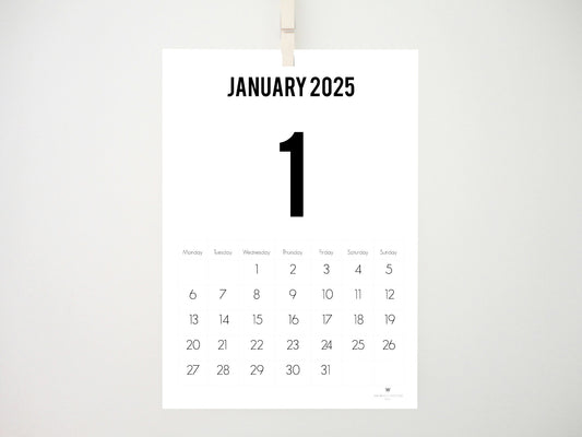 Numbers 2025 Printable Calendar, Monthly Printable Planner