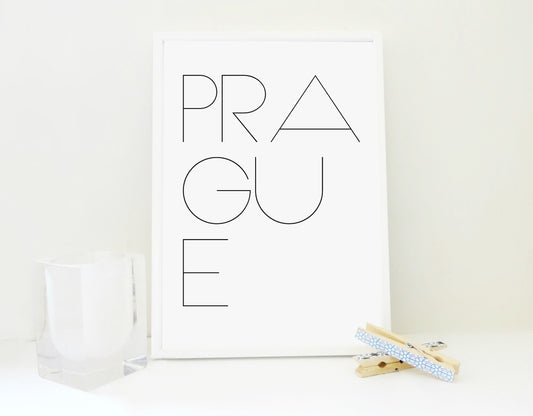 Prague Printable Print, Prague Travel Print, Typography Poster