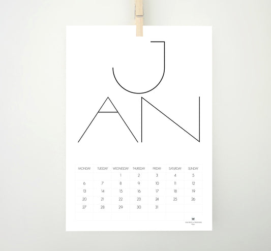 Three Minimal Letters 2025 Calendar, 2025 Printable Calendar