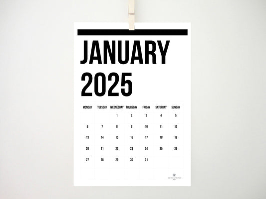 Two Lines 2025 Calendar, Printable Monthly Calendar